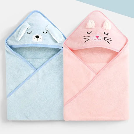 PANGDUBE Baby Hooded Towel Cartoon Animal Coral Velvet Fast Absorbent Soft Newborn Toddler Bathrobe Swaddle Wrap Kids Gift