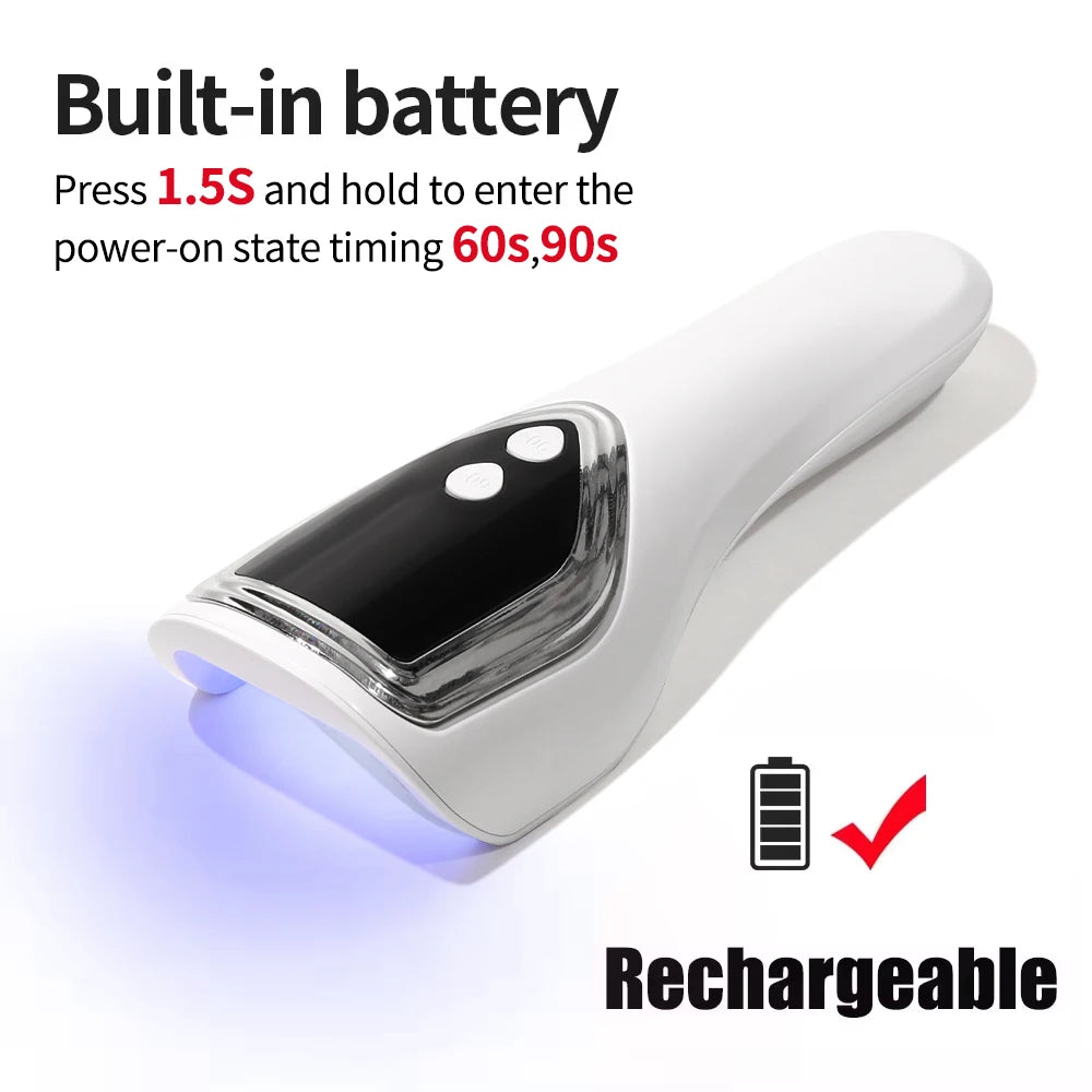 Handheld UV LED Nail Lamp USB Rechargeable Mini Manicure Lamp Nail Dryer With 5 Lamp Beads Quick Drying Gel Nail Polish