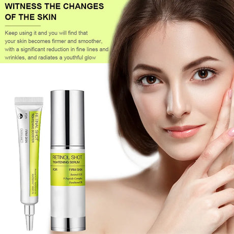 Korean Retinol Shot Tightening Facial Serum & Moisturizing Booster Eyes Cream, Facial Skin Firming Lifting,Reduce Fine Line
