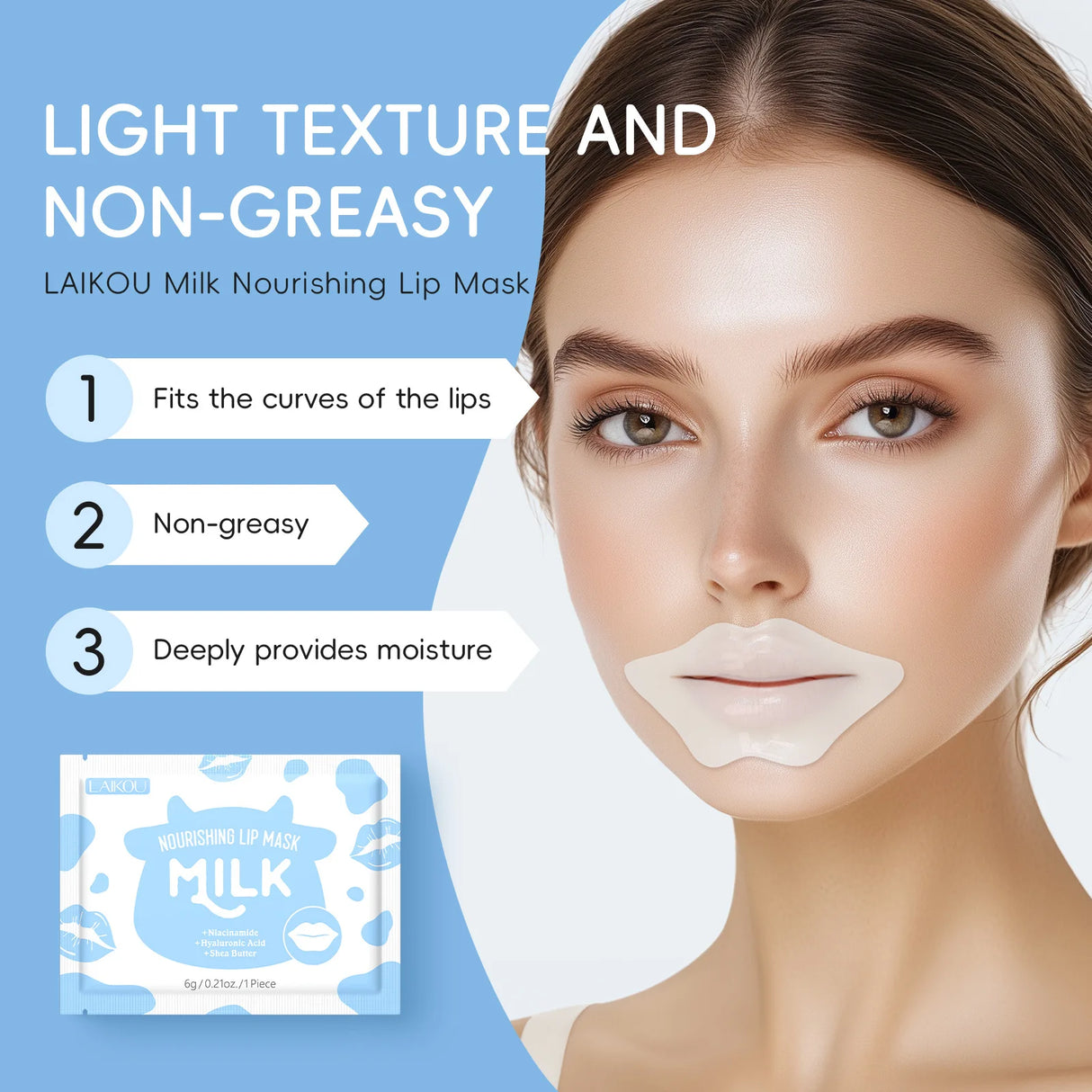 LAIKOU 5/10pcs Lip Mask Lip Care Moisturizing Hydrating Repair Lighten Lip Lines Gel Patch Lips Pad Patches Care Products