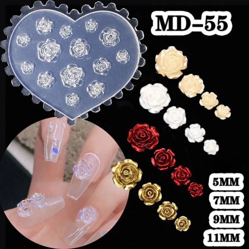 1Pcs 3D Silicone Nail Art Mold Reusable INS Fashion Versatile Camellia Bow Kawaii Butterfly DIY Party Nail Decoration Art