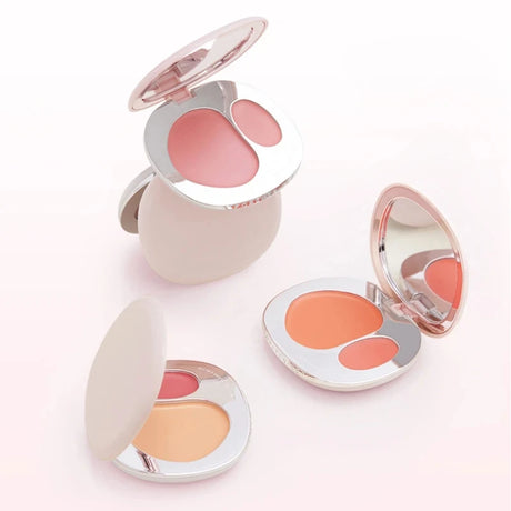 Foreverkey Double Color Blush Plate Water Light Blusher Highlight Cream Long Lasting Natural Brighten Peach Pink Rouge Makeup