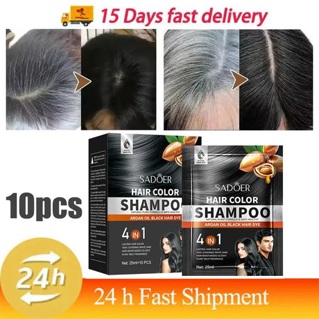 Gray White Hair Treatment Shampoo White To Black Anti Gray Hair Beard Dye Anti Loss Repair Nourish Hair Care Products Men Women