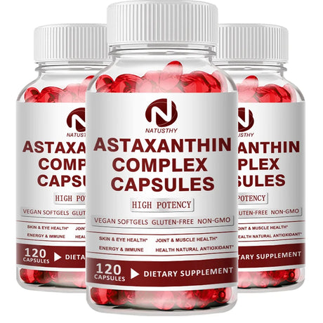 Astaxanthin Complex Capsules 12mg for Brain, Heart, Joint Bone, Eye, Skin, Immune System Health