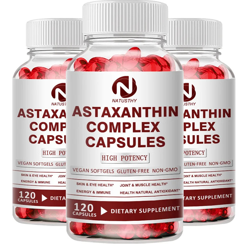 Astaxanthin Complex Capsules 12mg for Brain, Heart, Joint Bone, Eye, Skin, Immune System Health