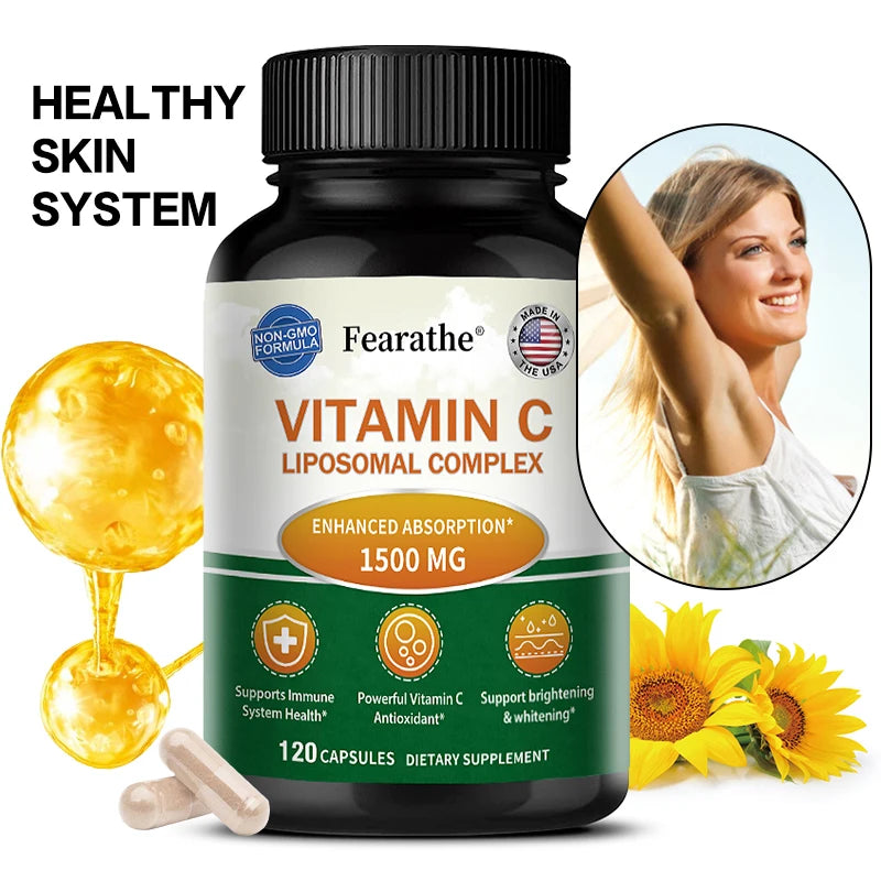Liposomal Vitamin C Capsules - Powerful Antioxidant, Promotes Collagen Production, Skin Glow, Supports Heart, Immune Health