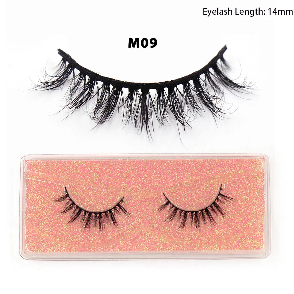 LEHUAMAO 12mm-15mm Short Natural 3D Mink Lashes Fluffy Wispy False Eyelashes 100% Cruelty Free Eyelash Extensio Face Makeup