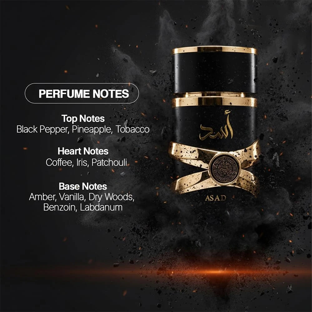 Perfumes Asad for Unisex Eau De Parfum Spray, 3.4 oz – Vanilla, Oriental, Spicy, Refreshing Oud and Musk Fragrances