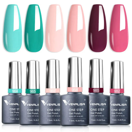 VIP5 Venalisa Nail Gel Polish Jelly Color HEMA/TPO FREE Nude Pink Semi Permanent Soak Off UVLED Gel Polish Sparkle Gel Varnish