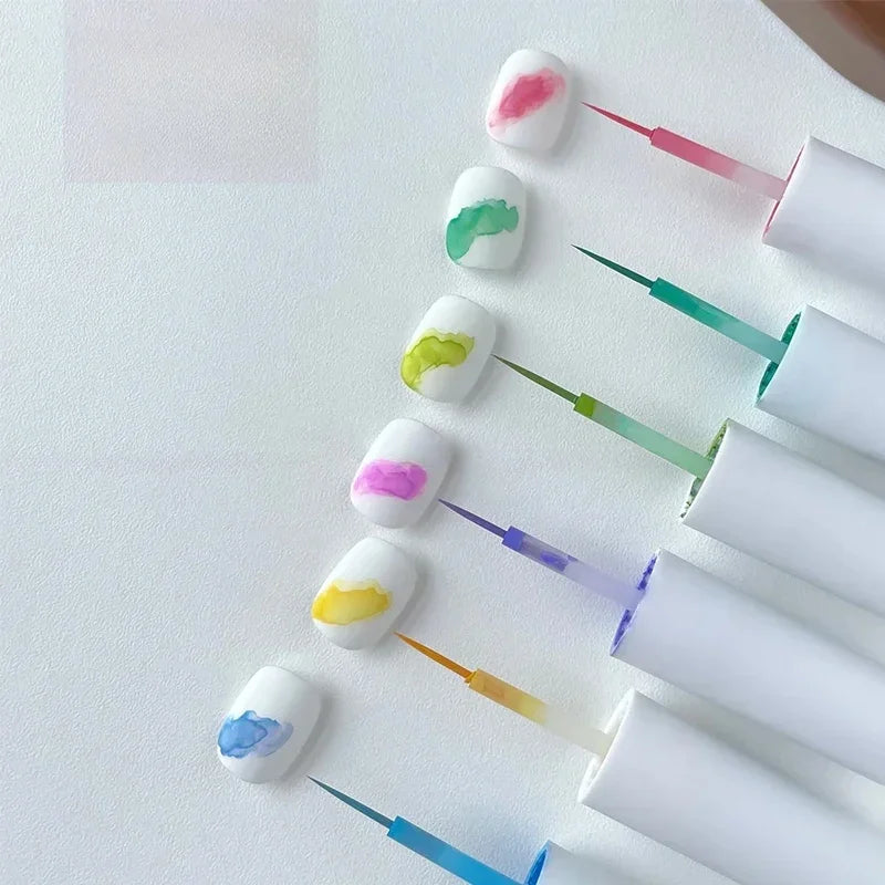 6ml Nail Art 6 Colors Summer Ice Cream Nail Dye Solution Creative Nail Pattern DIY Design Dye Solution Women Nail Decoration