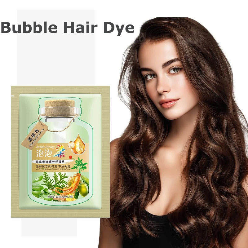 30ML/Bag Bubble Hair Dye Shampoo 3 in 1 for Women/Men, Natural Plant Hair Color for Gray Hair Coverage,Nourishing Root Touch-up