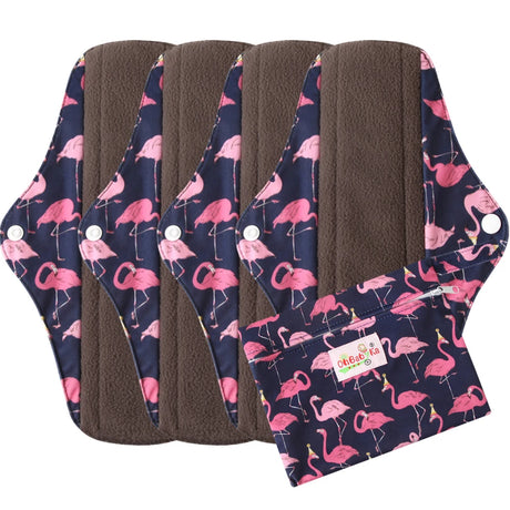5pcs Set 4pcs Bamboo Reusable Sanitary Pads Washable Absorbent Cloth Menstrual Pads+1pc Bonus Free Mini Wet Bag
