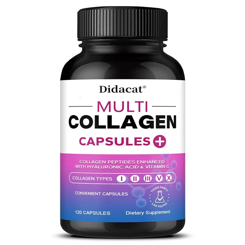 Multi Collagen Capsules with Hyaluronic Acid & Vitamin C, Support Cardiovascular, Skin Hair Nail Joint Bone & Digestive Wellness