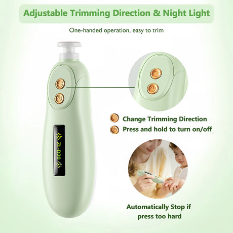 Baby Nail File Electric Baby Nail Care Set with LED Light, Baby Nail Trimmer for Newborn/Infants/Adults Toenails and Fingernail