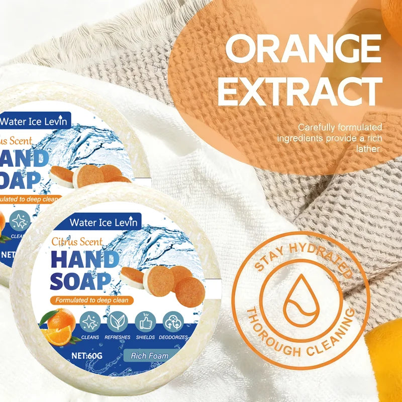 Hyaluronic Acid & Collagen Hand Soap, Deep Cleansing Moisturizing Citrus Scented Liquid Soap for Smooth Hands 60g