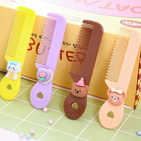 Cartoon Comb Portable Mini Cartoon Baby Rounded Comb Teeth Round Head Smooth Handle Color Toddler's Head Comb for Children