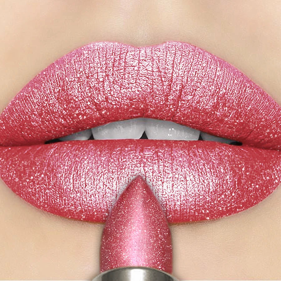 Metallic Glitter Lipstick 3 Color Waterproof Lip Balm Red Long Last Lip Tint Matte Lip Makeup Gifts Shiny Lip Gloss Cosmetic