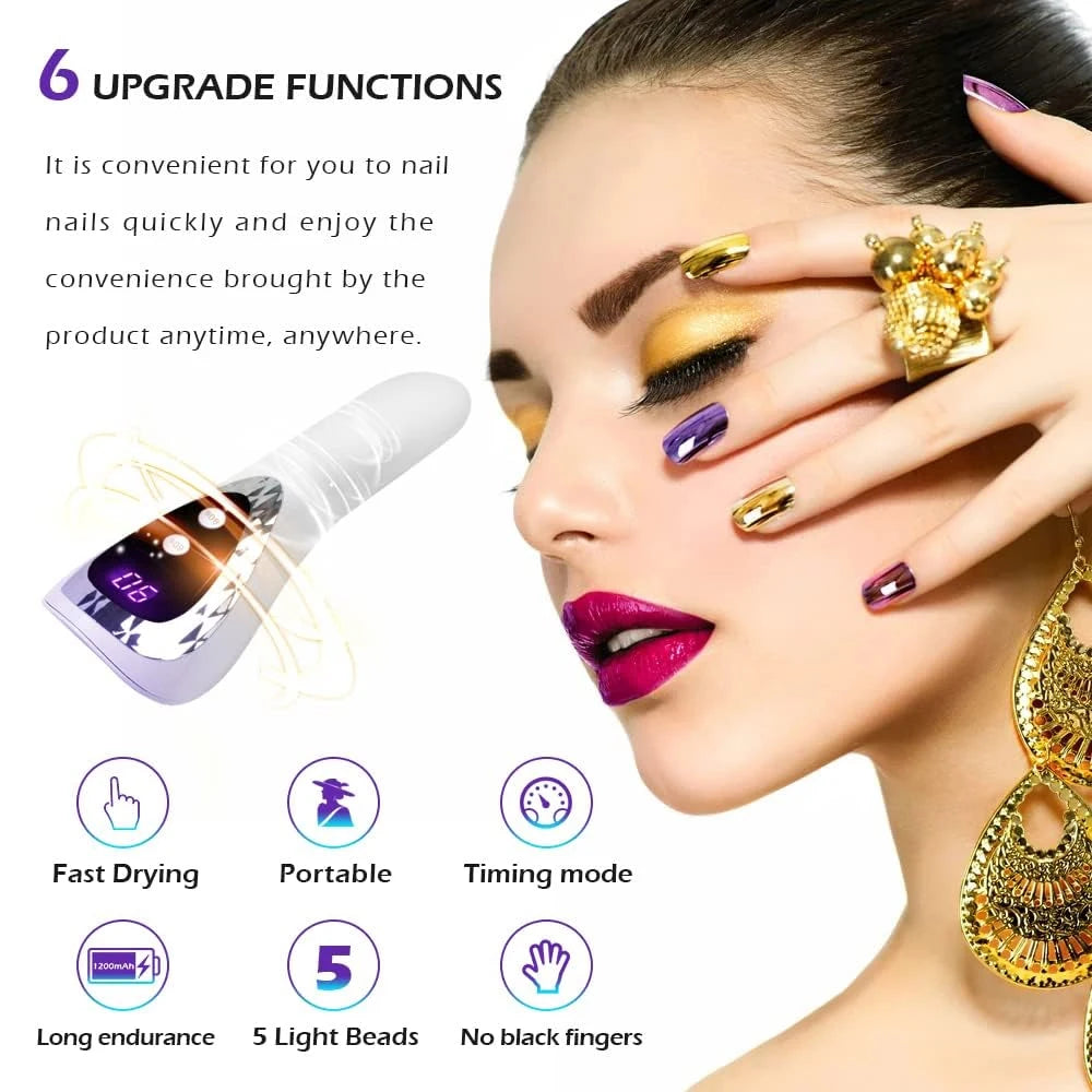 Handheld UV LED Nail Lamp USB Rechargeable Mini Manicure Lamp Nail Dryer With 5 Lamp Beads Quick Drying Gel Nail Polish
