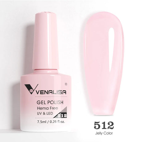 VIP5 Venalisa Nail Gel Polish Jelly Color HEMA/TPO FREE Nude Pink Semi Permanent Soak Off UVLED Gel Polish Sparkle Gel Varnish
