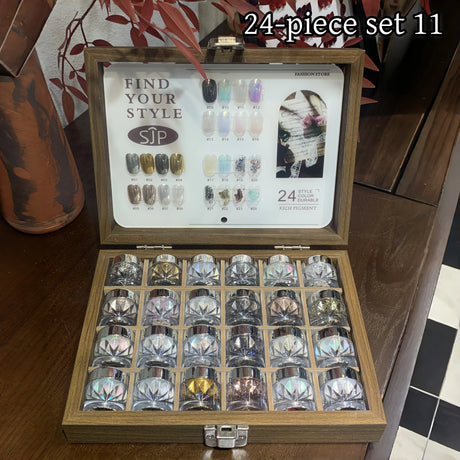 High-End Nail Art Set, 24 Colors Moonlight Mirror Powder Kit, Ultra-Fine Glitter, Japanese Style, Perfect for All Occasions