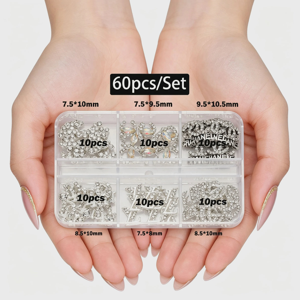 30/60pcs/Box 3D Luxury Metal Nail Art Decorations Alloy Shiny Rhinestones Pearl Gems Zircon Diamond Charms DIY Nail Accessories