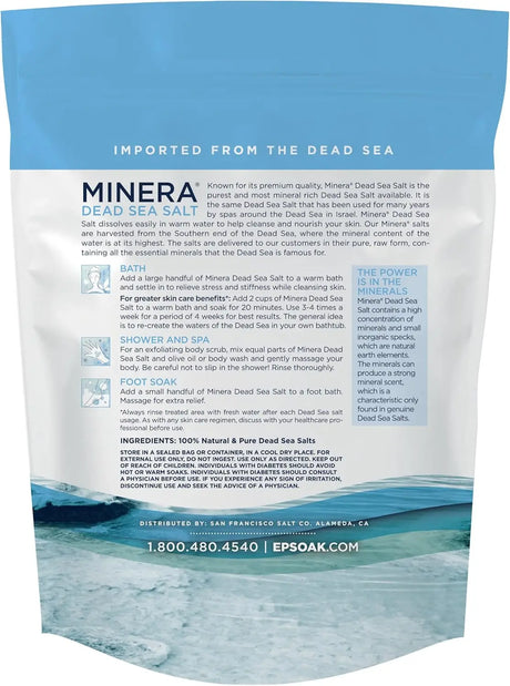 Dead Sea Salt for Bath & Soaking, Fine Grain, 2 lbs, 100% Pure & Natural, Fast-Dissolving, Unscented, Skin-Nourishing