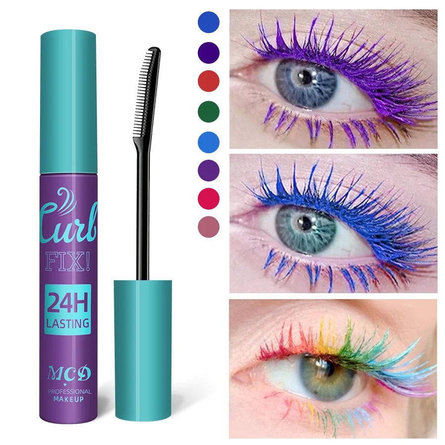 Colorful Slender Mascara Waterproof Fast Drying Curling Eyelashes Multicolor Lashes Makeup Long Lasting Blue Green Cosmetic