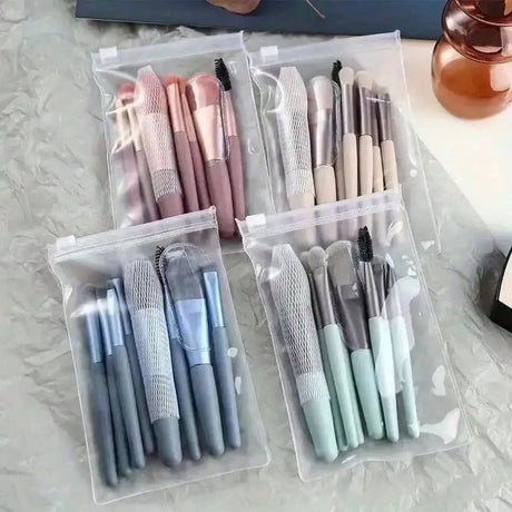 8Pcs Mini Multipurpose Makeup Brush Set Portable Cosmetic Tool For Blush Highlighter Eyeshadow Powder Concealer Daily Beauty Accessory For Women