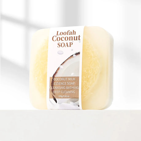 S+100g Coconut Milk Organic Glycerin Loofah Soap Deep Cleansing Whitening Moisturizing Skin Face Wash Bath Soap