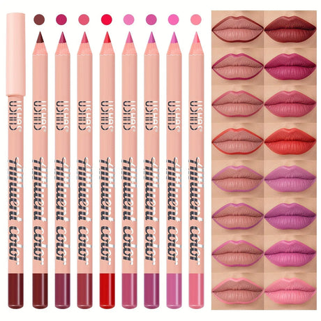 8 Colors Waterproof Lip Liner Pencil Long Lasting Sexy Dark Red Pink Matte Lipstick Pencil Natural Lipliner Pen Red Contour Tint