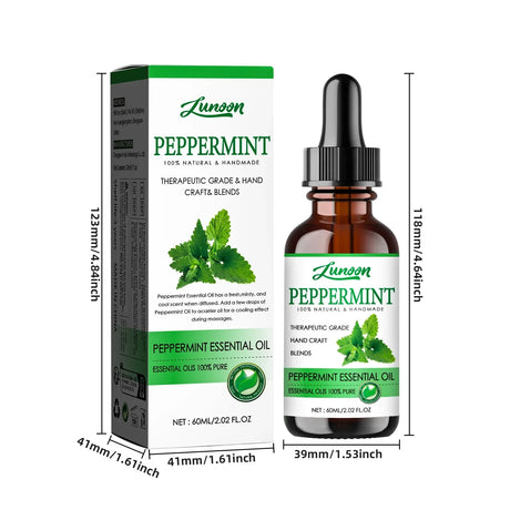 Cooling Mint Body Oil for Aromatherapy 60ml - Handcrafted, Refreshing Scent, Lightweight Moisture for Massage & Skin Care.