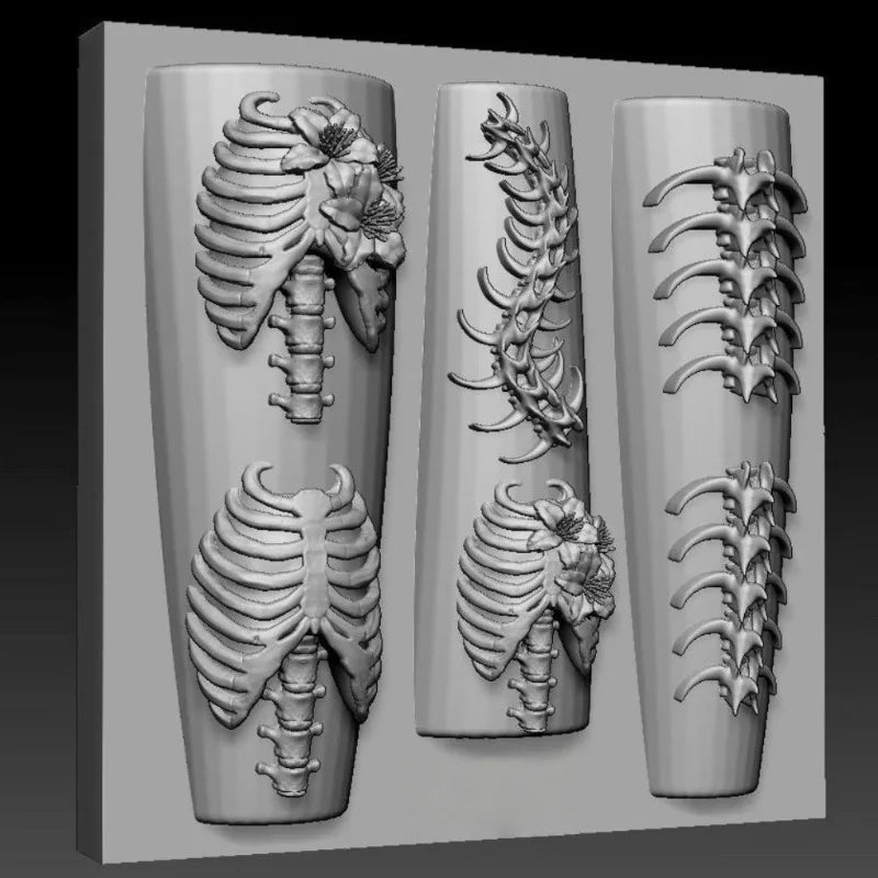 3D Silicone Nail Art Mold Ribs Spine Bone Design DIY Nail Decor Transparent Manicure Template