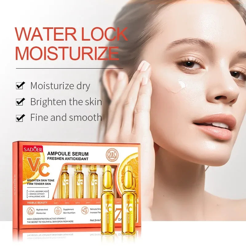 Vitamin C Face Whitening Serum Dark Spots Freckles Removal Hyaluronic Pore Minimizer Anti Aging Wrinkle Remove Golder Essence