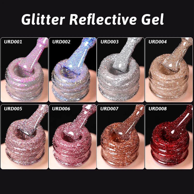 UR SUGAR 15ml Chameleon Pink Purple Reflective Gel Nail Polish Glitter Gorgeous Semi Permanent Soak Off UV Gel For Nail Art