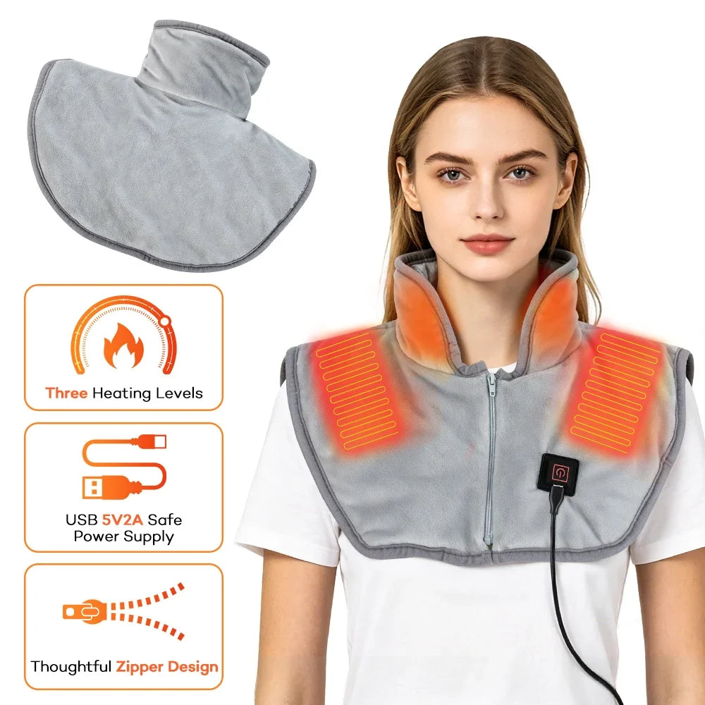 Electric Heating Shoulder Neck Pads Cervical Shawl Massager Cervical Brace Wrap Thermal Compress Relieve Fatigue Warm Back