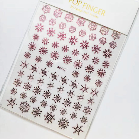 Sliver Bronzing 3D Christmas Nail Art Decoration Sticker Sparkly White Colorful Glitter Geometry Snowflake Winter Slider Foil