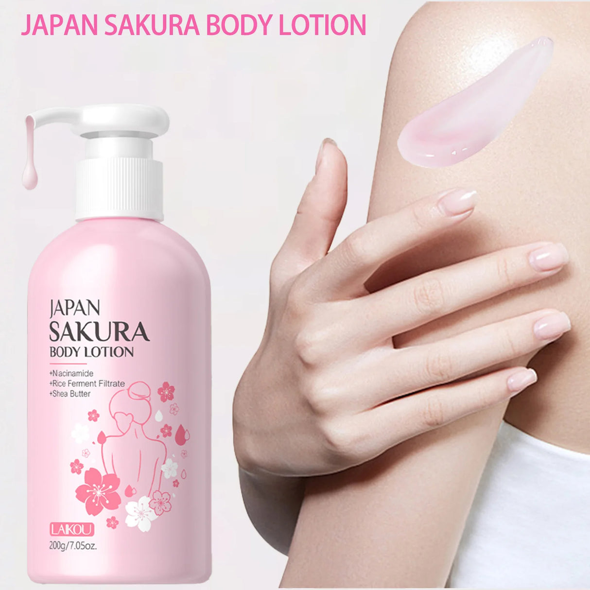 Laikou Cherry Blossom Body Lotion Moisturizing & Repairing Winter Chapped Skin Care Moisturizing Without Greasiness 200g/120g