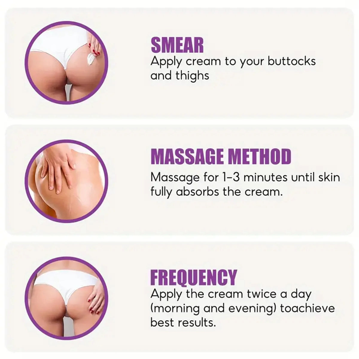 Hip cream with glycerin, vitamin C and hyaluronic acid for all skin types