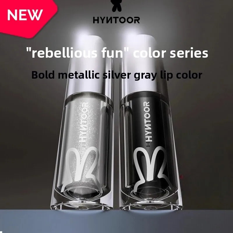HYNTOOR Playful Rebellious Lip Gloss Planet Mouth Black Mouth Silver Mouth Gray Lip Oil Mirror Water Gloss
