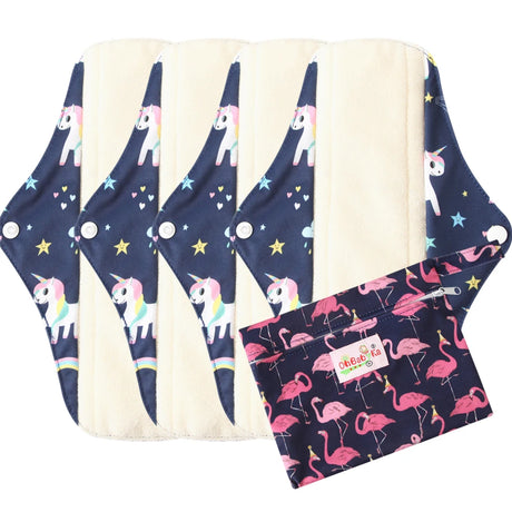 5pcs Set 4pcs Bamboo Reusable Sanitary Pads Washable Absorbent Cloth Menstrual Pads+1pc Bonus Free Mini Wet Bag