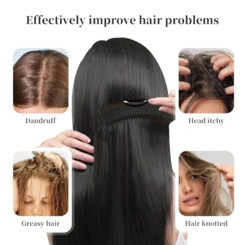 Dandruff Comb Self-cleaning, Scalp Care Massage Energy Comb, Plastic Wide Hollow Tooth Button Comb for Scalp Exfoliation with