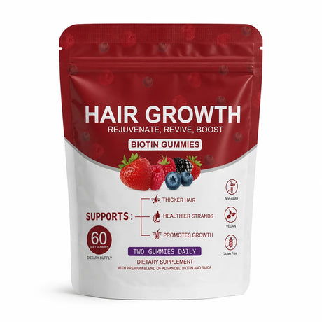 Women Hair Growth Vitamin Gummies Healthy Nourishment with Biotin Collagen Botanical Extracts Also for Skin Nail Care 60count