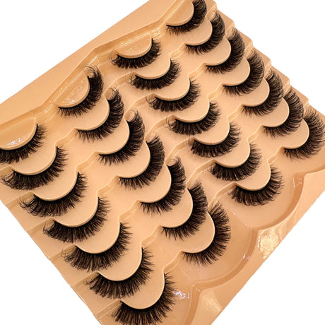 AMSDCN 14 Pairs 3D Lashes Fluffy False Eyelashes Thick Volume Cat-Eye Faux Lashes Natural Long Wispy Lashes extension Pack
