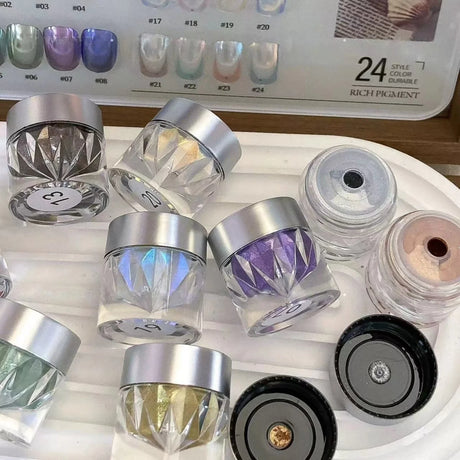 High-End Nail Art Set, 24 Colors Moonlight Mirror Powder Kit, Ultra-Fine Glitter, Japanese Style, Perfect for All Occasions