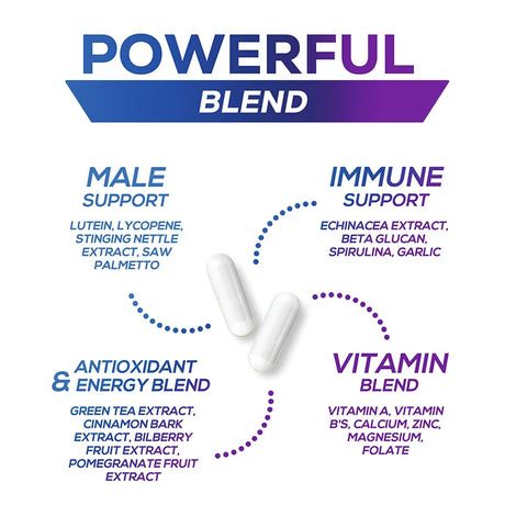 Men's Multivitamin – Immune Boost with Vitamins A, B12, C, D | Daily Energy & Non-GMO