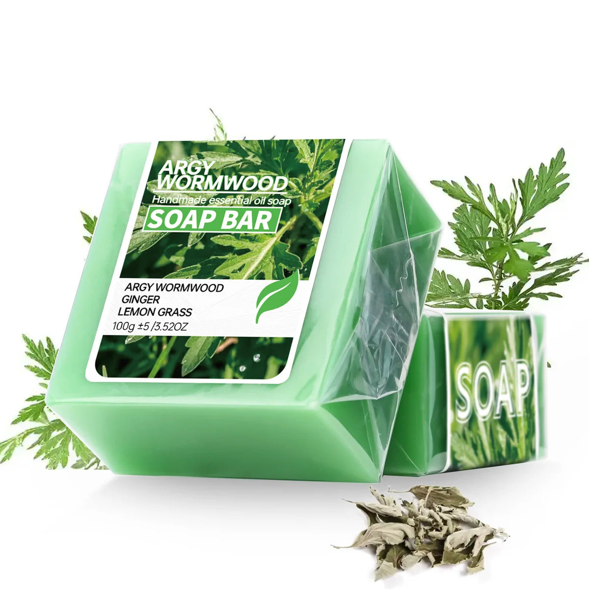 Wormwood herb essential oil soap, natural organic wormwood extract essence, facial cleansing soap, brighten skin color, nourish