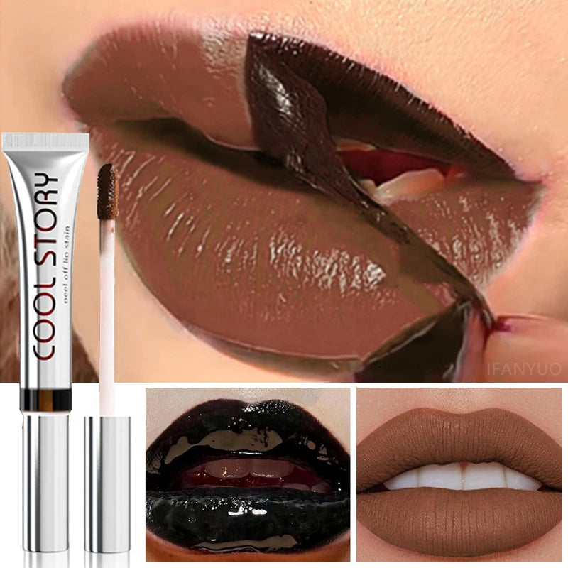 Black Brown Peel Off Lip Stain Transfer Proof Non-stick Cup Natural Lipgloss Lasting Waterproof Matte Tear-off Lip Tint Cosmetic