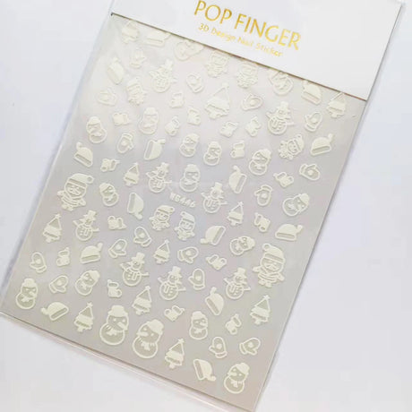 Sliver Bronzing 3D Christmas Nail Art Decoration Sticker Sparkly White Colorful Glitter Geometry Snowflake Winter Slider Foil