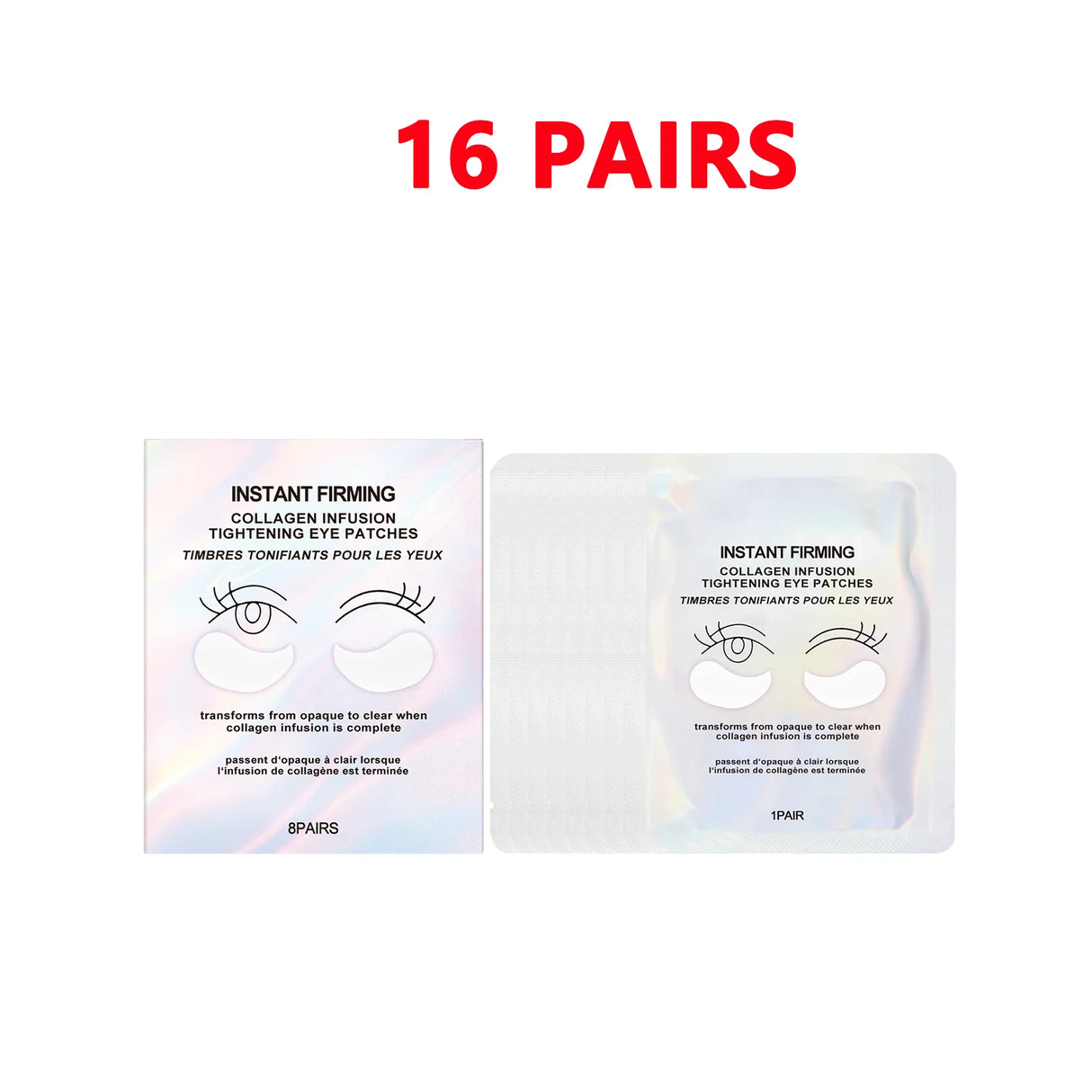 Collagen Under Eye Patches 8 Pairs Hydrogel Eye Mask for Dark Circles Puffy Eyes Wrinkles Intense Moisturizing Firming Treatment