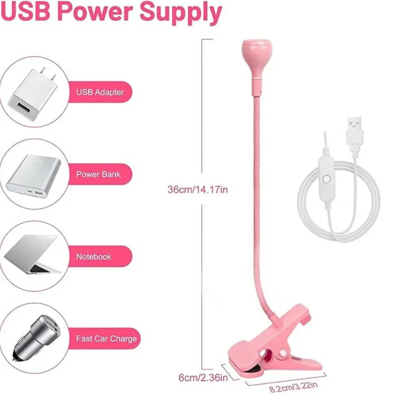 Nail Lights Dryer Ultraviolet UV Lamp Mini Flexible Clip-On Desk USB Gel Curing Manicure Pedicure Tools